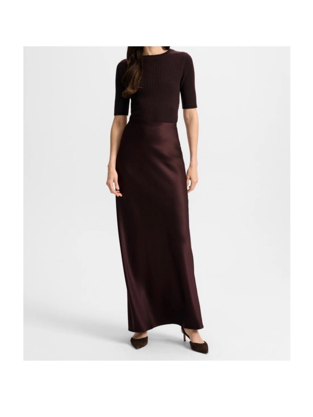 Veronica Beard Dark Currant Medina Satin Maxi Skirt